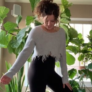 Hand-Distressed Cropped Sweater